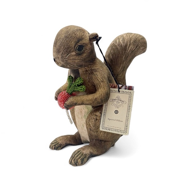 John Derian for Target Woodland Squirrel Beaded Radish 11” Novelty Pillow